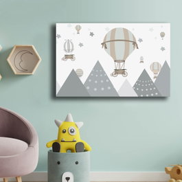 Wallity Cuadro Decorativo sobre Lienzo 45 x 70 cm Gris y Blanco